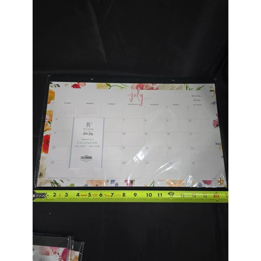 Blue Sky Magenta Bloom Desk Pad Calendar 17x11 July 27 - June 28